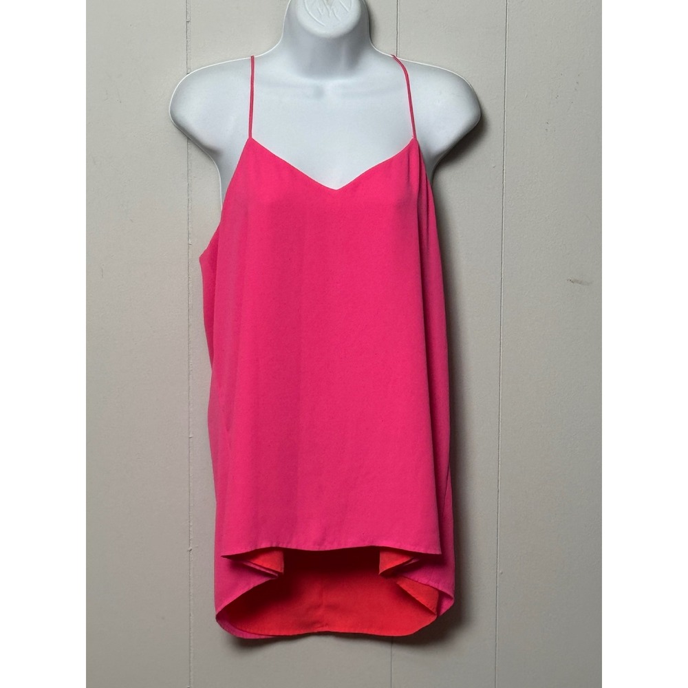Reversible Hot Pink Coral Orange V-Neck Women's Camisole High-Low Tank Top Sz S